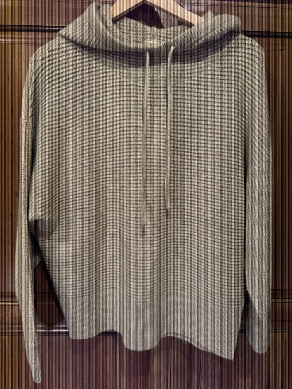 CALIA by Carrie Underwood Ribbed Hooded Sweater in Light Taupe